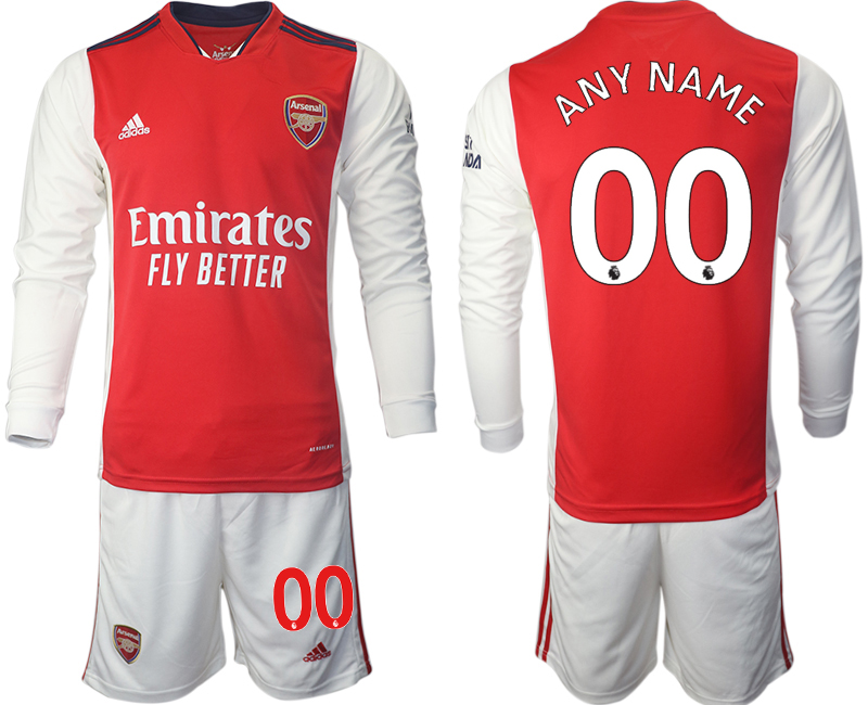 Men 2021-2022 Club Arsenal home red Long Sleeve customized Soccer Jersey->borussia dortmund jersey->Soccer Club Jersey
